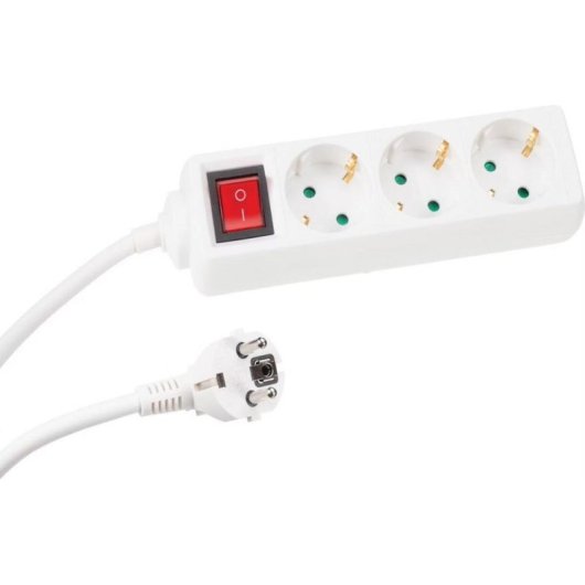 Steckdosenleiste Perel EB3S-3-G 3 Steckplätze mit Schalter Kindersicherung 3 m