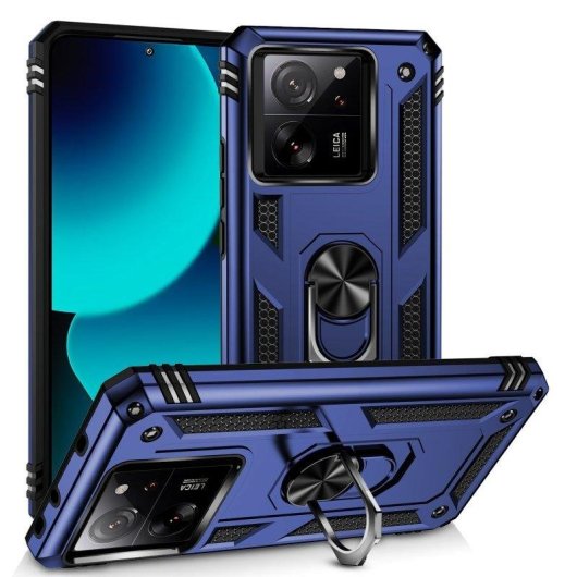 Funda para móvil Max Power Digital Anillo Giratorio Silicona Policarbonato Azul Antideslizante para Xiaomi Mi 13T y Mi 13T Pro