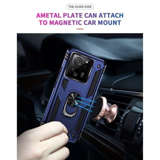 Funda para móvil Max Power Digital Anillo Giratorio Silicona Policarbonato Azul Antideslizante para Xiaomi Mi 13T y Mi 13T Pro