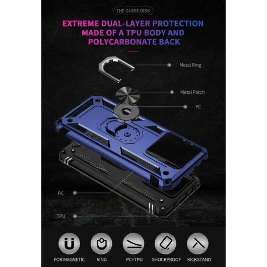 Funda para móvil Max Power Digital Anillo Giratorio Silicona Policarbonato Azul Antideslizante para Xiaomi Mi 13T y Mi 13T Pro