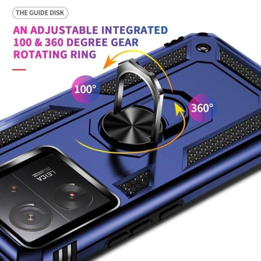 Funda para móvil Max Power Digital Anillo Giratorio Silicona Policarbonato Azul Antideslizante para Xiaomi Mi 13T y Mi 13T Pro