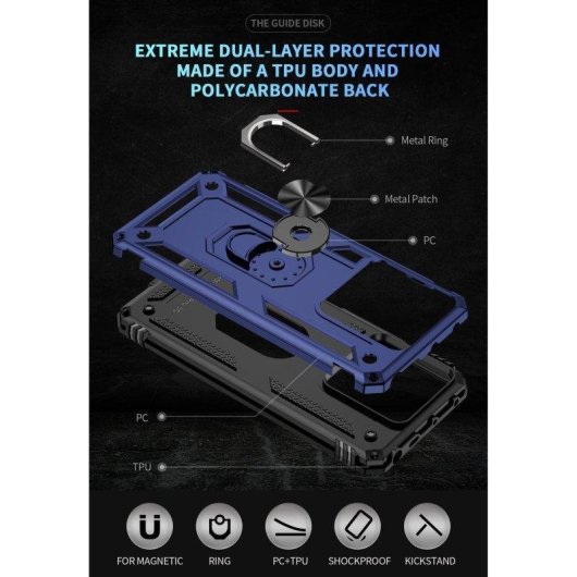 Coque silicone polycarbonate magnétique Max Power Digital noire anneau 360° rotatif pour Xiaomi Redmi Note 13 Pro 5G finition antidérapante