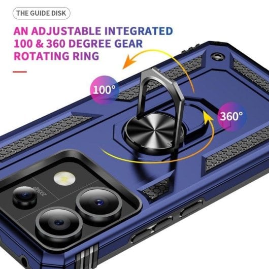 Coque silicone polycarbonate magnétique Max Power Digital noire anneau 360° rotatif pour Xiaomi Redmi Note 13 Pro 5G finition antidérapante