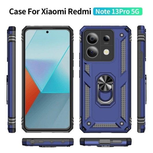 Coque silicone polycarbonate magnétique Max Power Digital noire anneau 360° rotatif pour Xiaomi Redmi Note 13 Pro 5G finition antidérapante