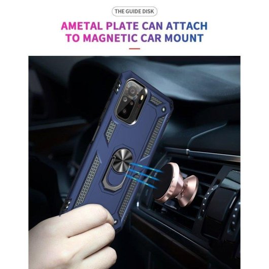 Funda para móvil Max Power Digital Anillo Giratorio Silicona Policarbonato Negra protección 360° para Xiaomi Redmi Note 10S y Note 10