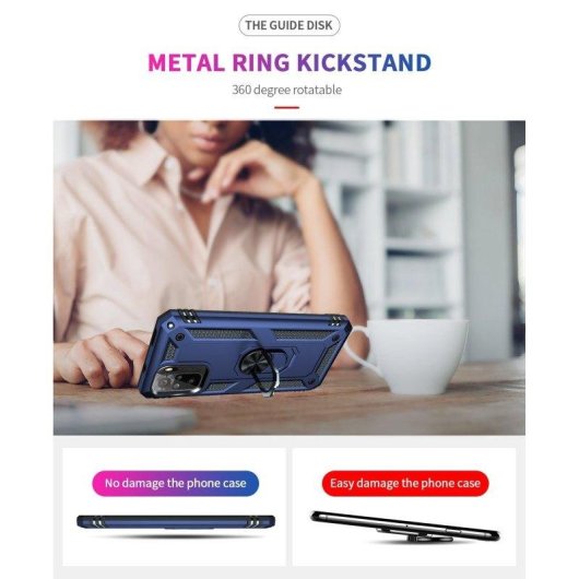 Funda para móvil Max Power Digital Anillo Giratorio Silicona Policarbonato Negra protección 360° para Xiaomi Redmi Note 10S y Note 10