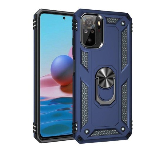Funda para móvil Max Power Digital Anillo Giratorio Silicona Policarbonato Negra protección 360° para Xiaomi Redmi Note 10S y Note 10