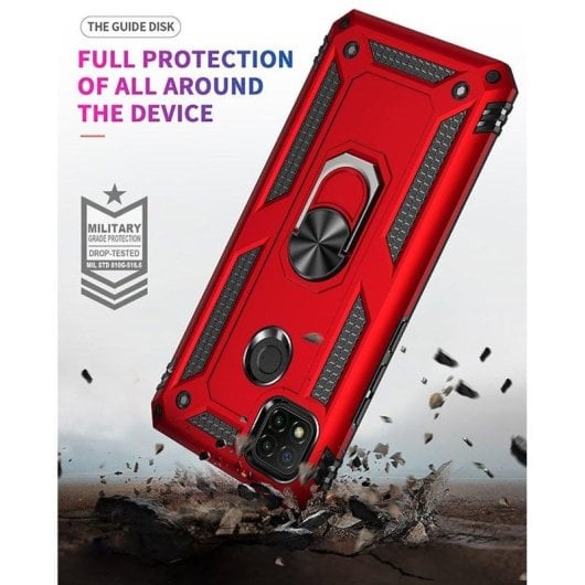 Funda para móvil Max Power Digital Anillo Giratorio Silicona Policarbonato Negra protección 360° para Xiaomi Redmi 9C