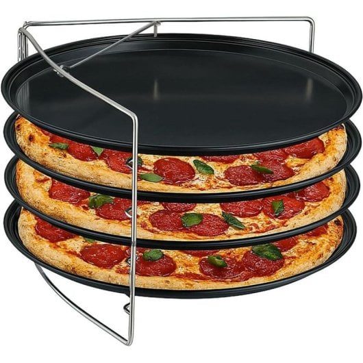 Plaque à pizza Relaxdays 10049625 inox antiadhésive 33x33 cm noire