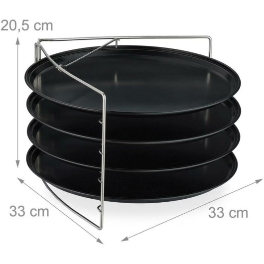 Plaque à pizza Relaxdays 10049625 inox antiadhésive 33x33 cm noire