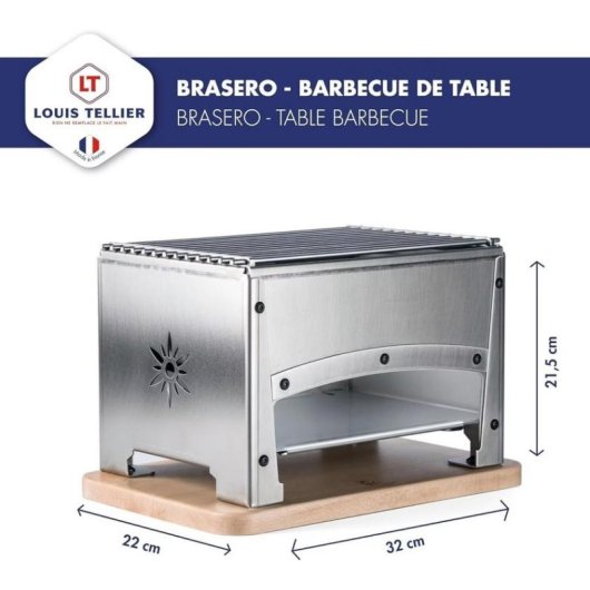 Barbecue Louis Tellier BRASI-F inox plancha extérieure 60x32 cm