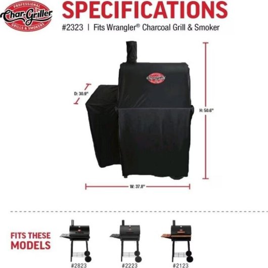 Housse barbecue Char-Griller 2323 polyester noir rectangulaire résistante