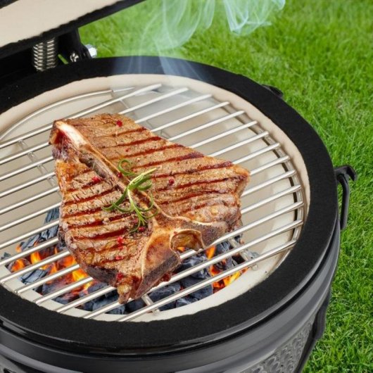 Barbacoa Kamado Relaxdays 4052025866976 cerámica 26 cm termómetro negra