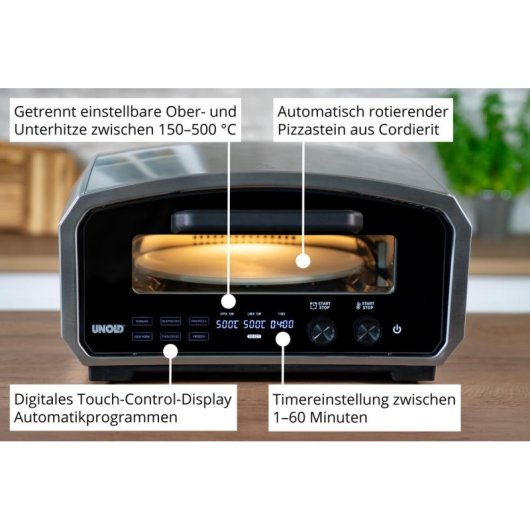 Four à pizza Unold Enzo 68916 acier inoxydable digital 500 °C