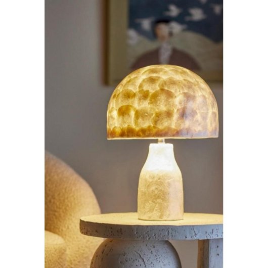 Lâmpada de mesa Bloomingville Adria capiz natural bambu ferro E27