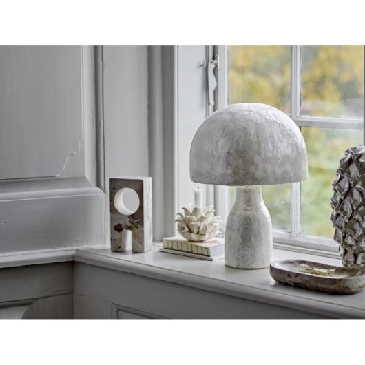 Lâmpada de mesa Bloomingville Adria capiz natural bambu ferro E27