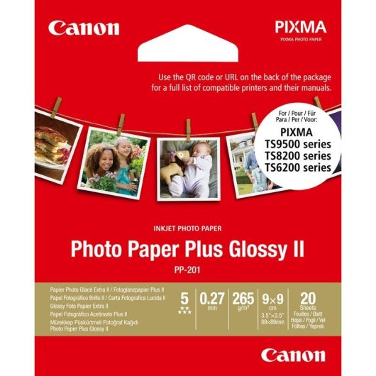 Papier photo Canon Plus Glossy II PP-201 89x89 mm 265 g/m² 20 feuilles