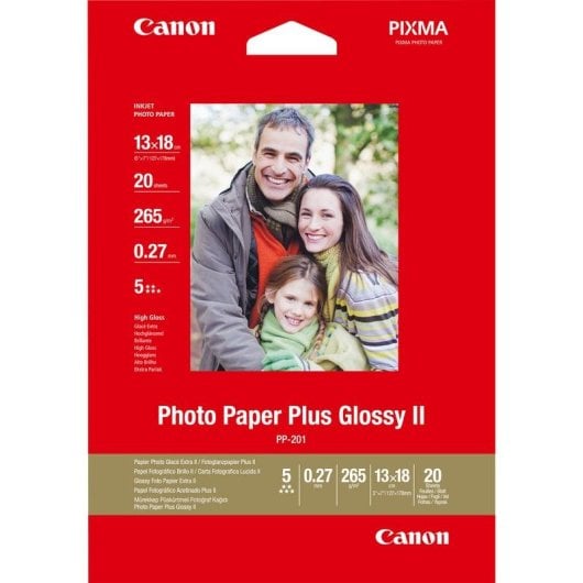 Papier photo Canon PP-201 5x7 pouces haute brillance 260 g/m² 20 feuilles