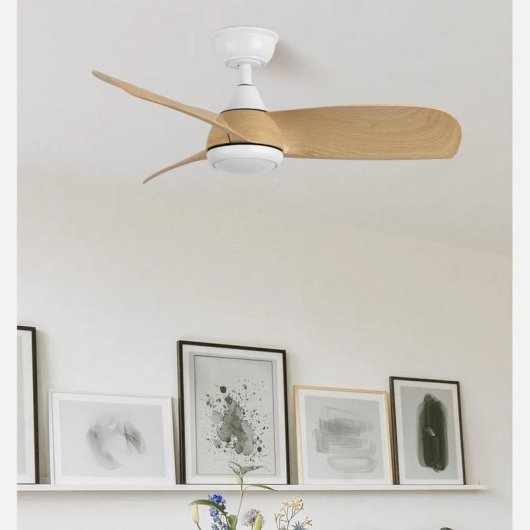 Ventilator Fabrilamp 212991368 DC LED 3 Flügel Weiß Buche Fernbedienung