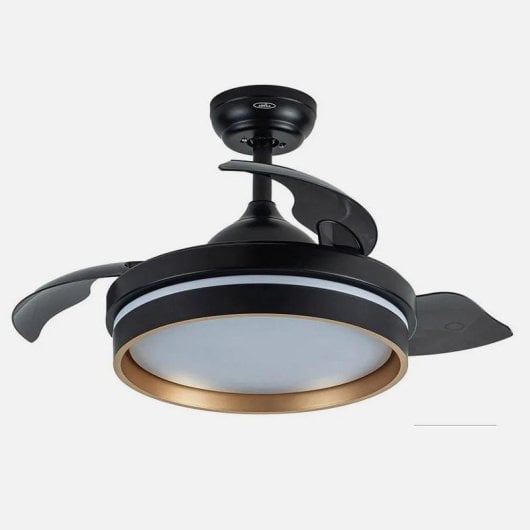 Ventilador Fabrilamp Nalon DC LED 48W 91cm Preto/Ouro 6 Velocidades