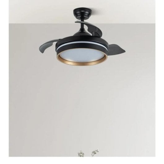 Ventilador Fabrilamp Nalon DC LED 48W 91cm Preto/Ouro 6 Velocidades