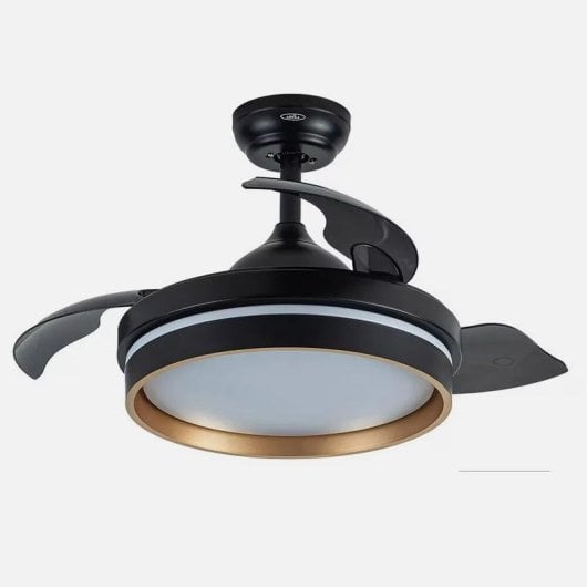 Ventilador Fabrilamp Nalon DC LED 48W 91cm Preto/Ouro 6 Velocidades