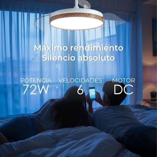 Ventilador de techo YOEVU EOS Nature LED DC 6 velocidades aspas retráctiles