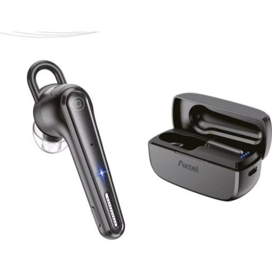 Auriculares Axtel BT25 inalámbricos Bluetooth con Cancelación de Ruido ENC, micrófono dual y carga USB-C, uso profesional mono, color negro