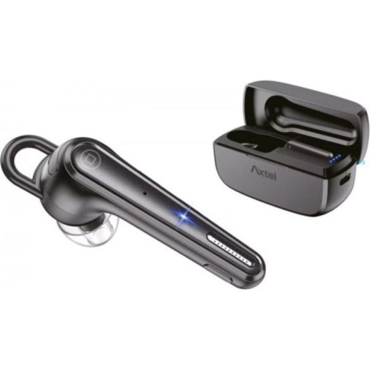 Auriculares Axtel BT25 inalámbricos Bluetooth con Cancelación de Ruido ENC, micrófono dual y carga USB-C, uso profesional mono, color negro