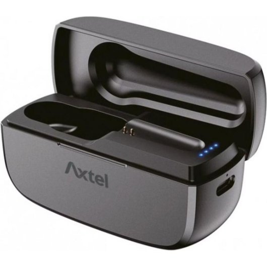 Auriculares Axtel BT25 inalámbricos Bluetooth con Cancelación de Ruido ENC, micrófono dual y carga USB-C, uso profesional mono, color negro