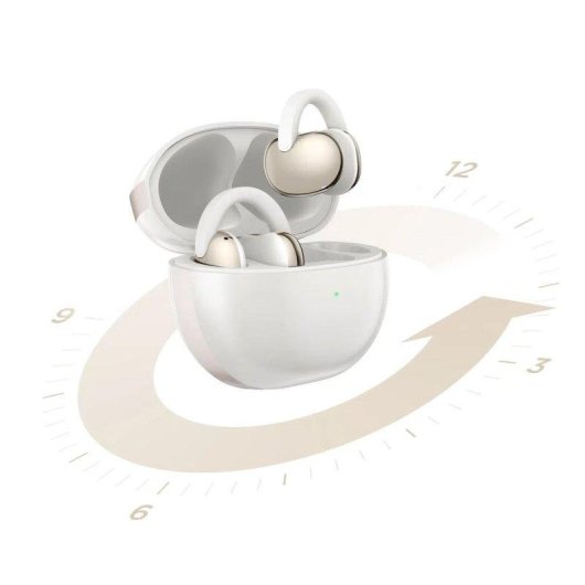 Écouteurs TCL Crystal Clip sans fil Bluetooth Open-ear, réduction de bruit, IPX4, blanc