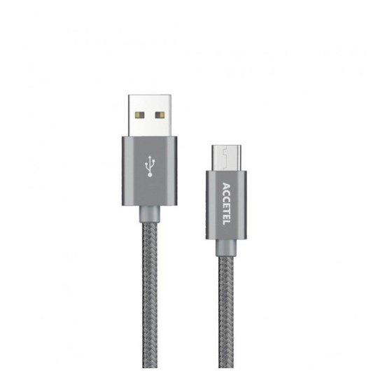 Cable USB Accetel Cu1804 Micro USB 2.4A Nailon 1m Gris