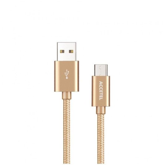 Cable USB Accetel Cu1806 Micro USB 2.4A 1m Nailon Dorado