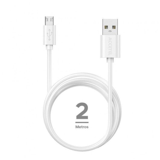 Cable USB Accetel Cu2605 Micro USB 2,1A 2m Blanco TPE