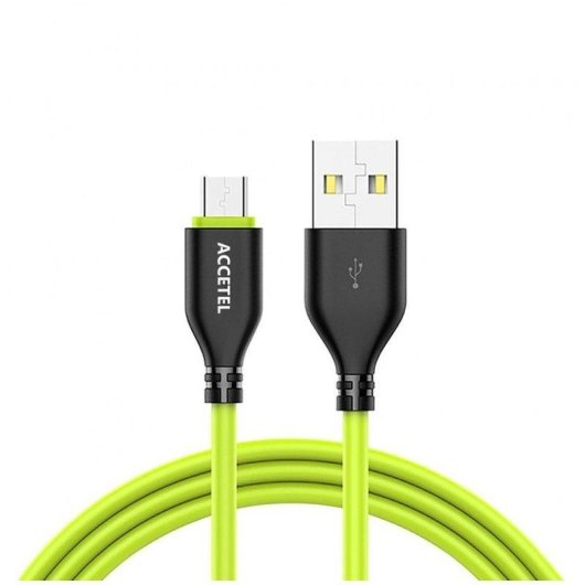 Cable USB Accetel Cu1706 Micro USB 2.1A 1m TPE Negro/Verde
