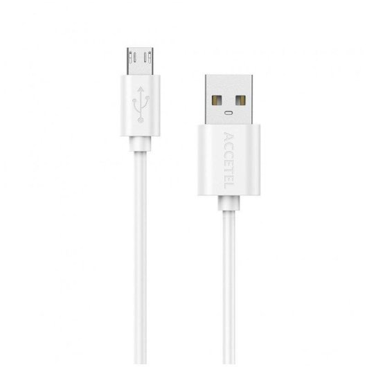 Cable USB Accetel Cu1605 Micro USB 2.4A 1m Blanco TPE