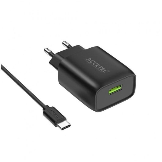 Cargador de pared Accetel Ac336 USB 2.4A con cable USB-C 1 m