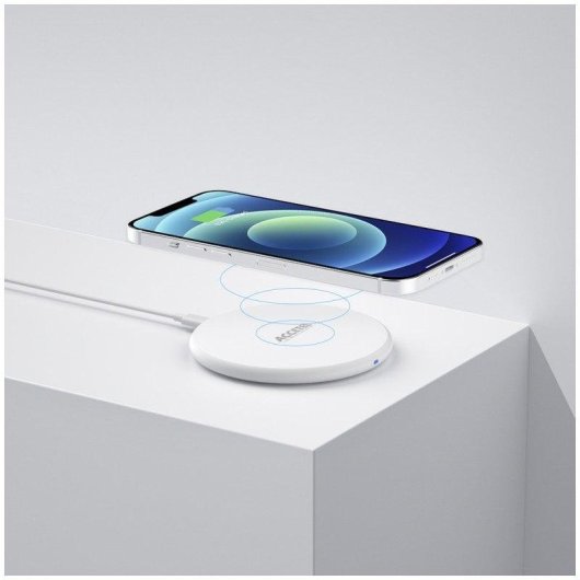 Cargador inalámbrico Accetel Acw510w carga rápida 15W blanco
