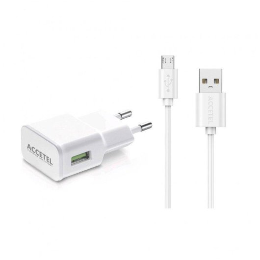 Cargador de pared Accetel Ac205 USB 2.1A con cable Micro USB 100 cm