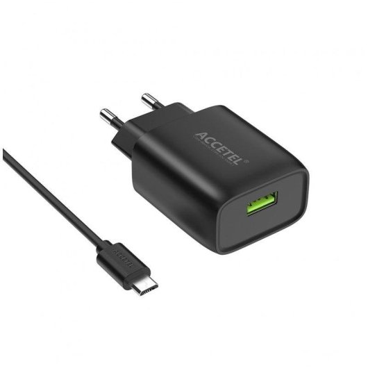 Cargador de pared Accetel AC334 USB 2.4A con cable Micro USB 1 m