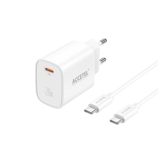 Cargador Accetel Ac627 Carga Rápida 20W PD con Cable USB-C 1m