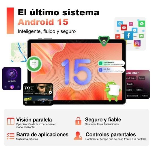 Tablet Vanwin T30 WiFi 10,1" 18GB Negro 256GB con teclado y funda