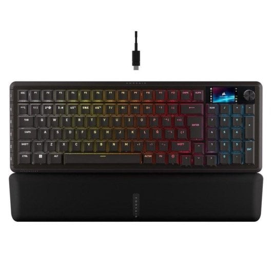Teclado Corsair Vanguard 96 Wireless mecánico compacto con pantalla LCD, RGB