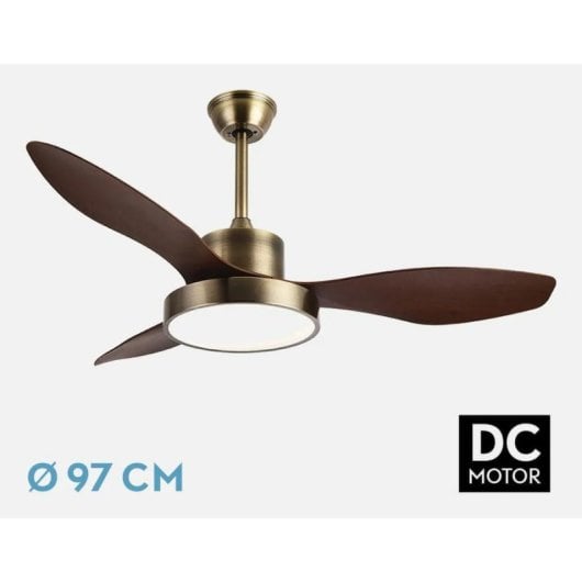 Deckenventilator Fabrilamp 128599336 DC LED 3 Fluegel gold eiche 6 Stufen