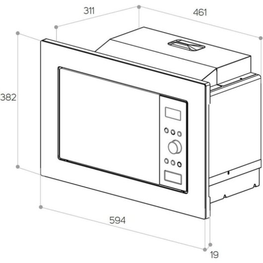 Micro-ondes Taurus MO20IXD 20L 1250W avec Grill et 8 Menus Automatiques
