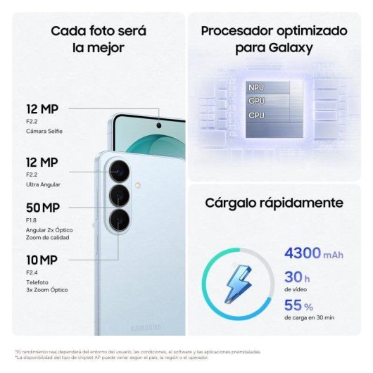 Samsung Galaxy S26 5G 12GB 256GB 6,3" Céu Azul Tripla Câmara Versão importada