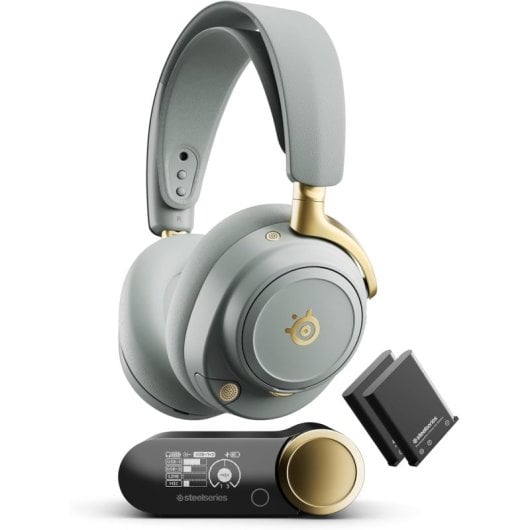 Kopfhörer Steelseries Arctis Nova Elite kabellos Bluetooth Gaming Mikrofon Surround Sound Grün Gold