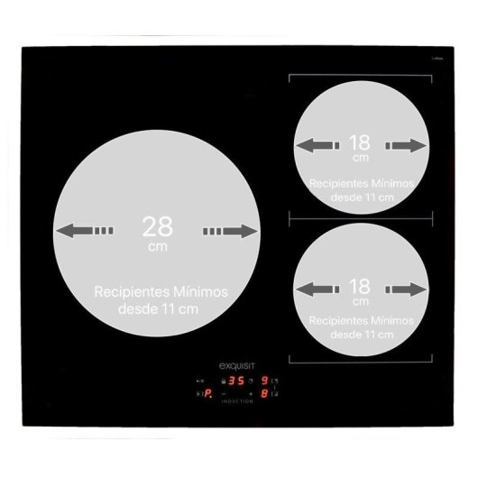 Placa de inducción Exquisit EKI 643F Flex 3 zonas PowerBooster VarioZone