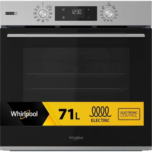 Horno eléctrico Whirlpool OMSK58HU1SX 71 litros Negro Inox con autolimpieza hidrolítica