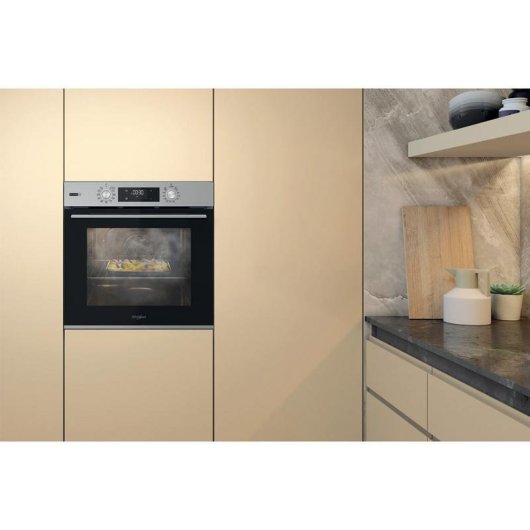 Horno eléctrico Whirlpool OMSK58HU1SX 71 litros Negro Inox con autolimpieza hidrolítica